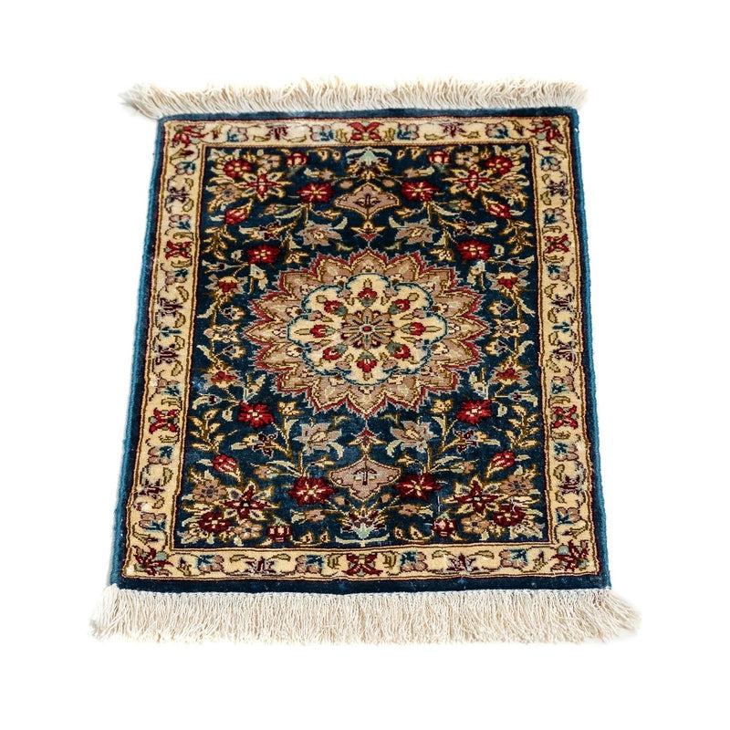 Alfombra de seda - Ghom Seda - Prima - 44 x 27 cm - azul oscuro