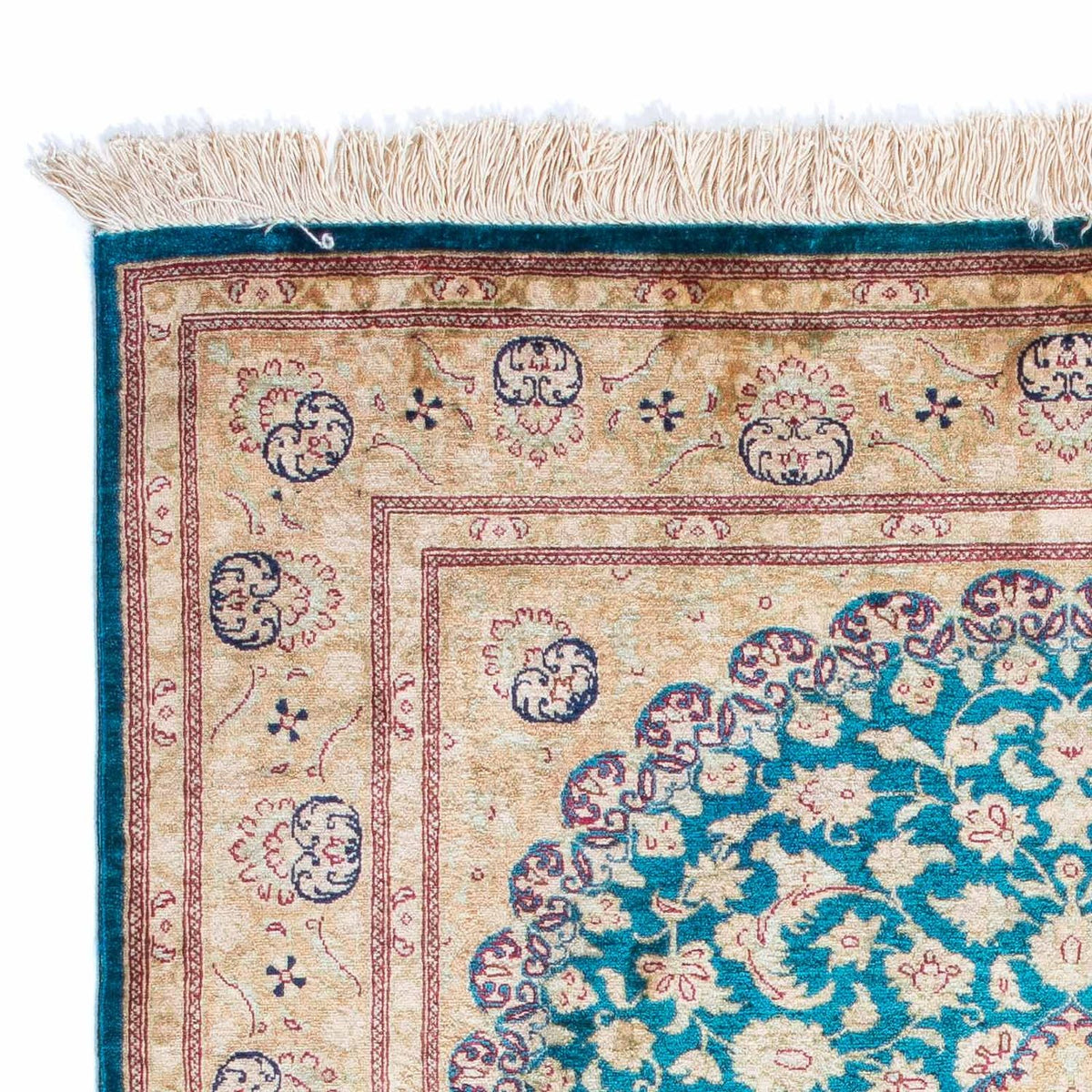 Alfombra persa - Ghom - 119 x 78 cm - turquesa