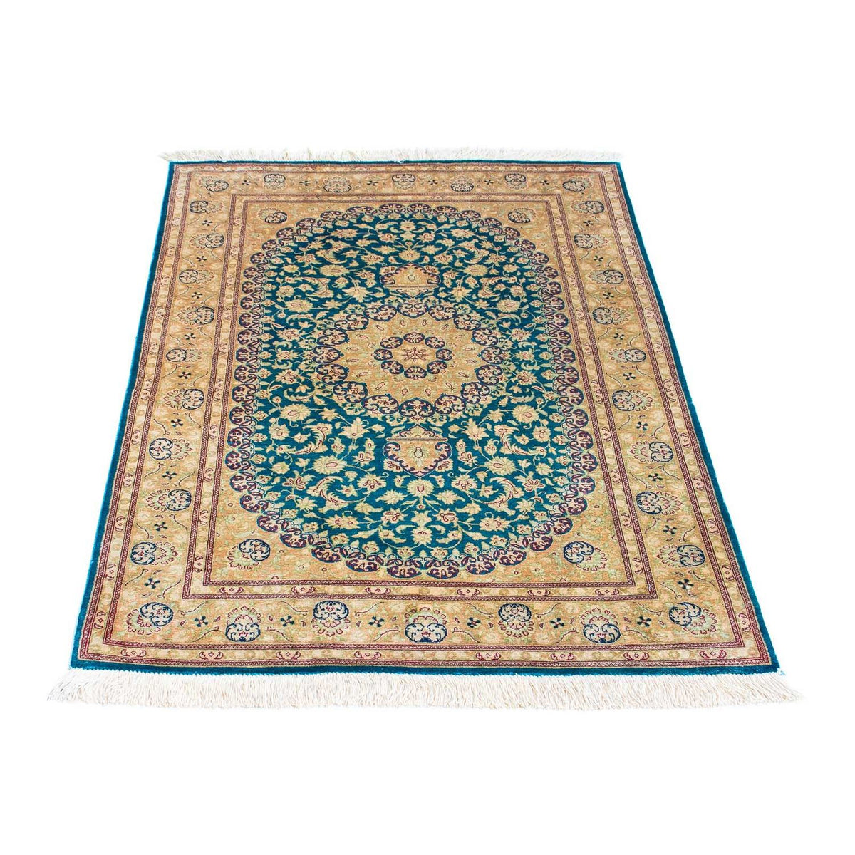 Alfombra persa - Ghom - 119 x 78 cm - turquesa