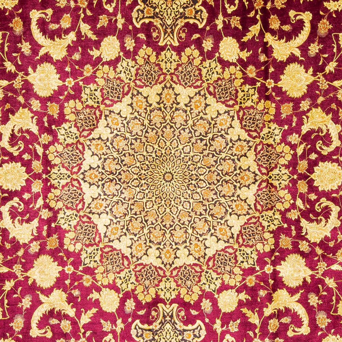 Alfombra persa - Ghom - 305 x 202 cm - rojo oscuro