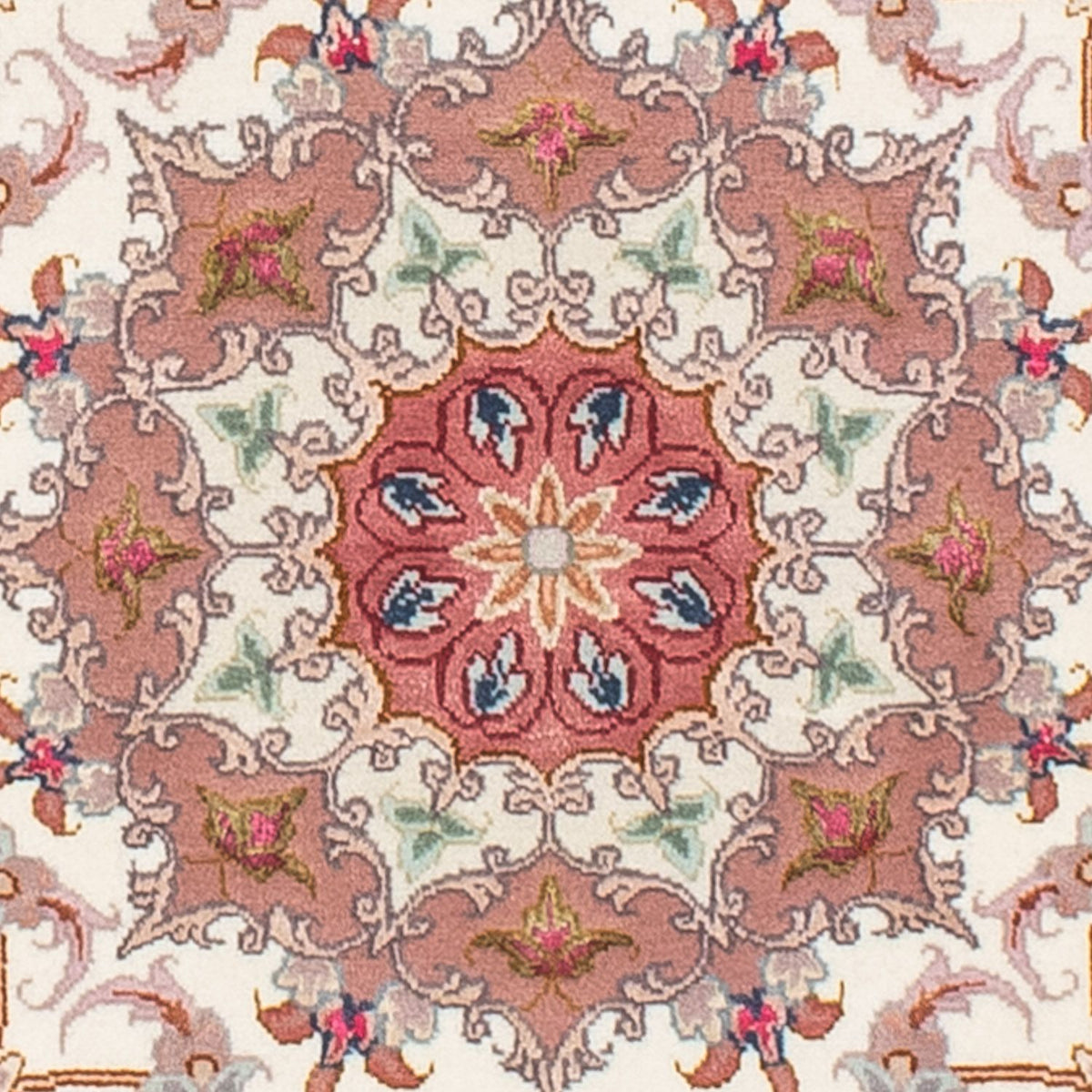 Alfombra Persa - Tabriz - Real redondo - 105 x 105 cm - beige