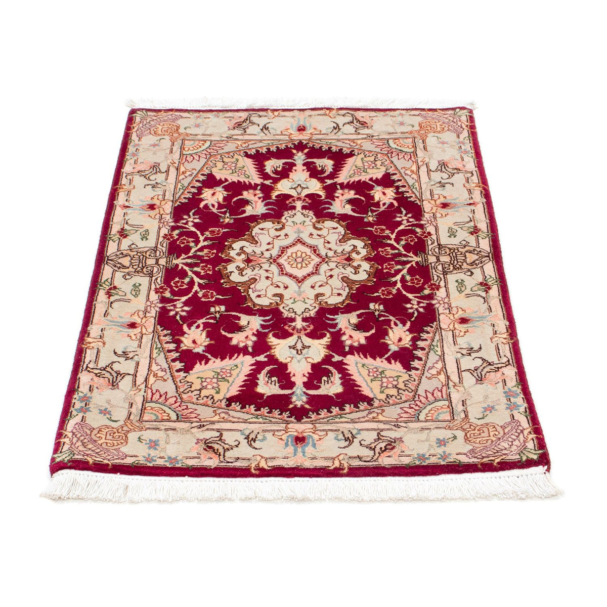 Alfombra Persa - Tabriz - Real - 87 x 59 cm - rojo oscuro