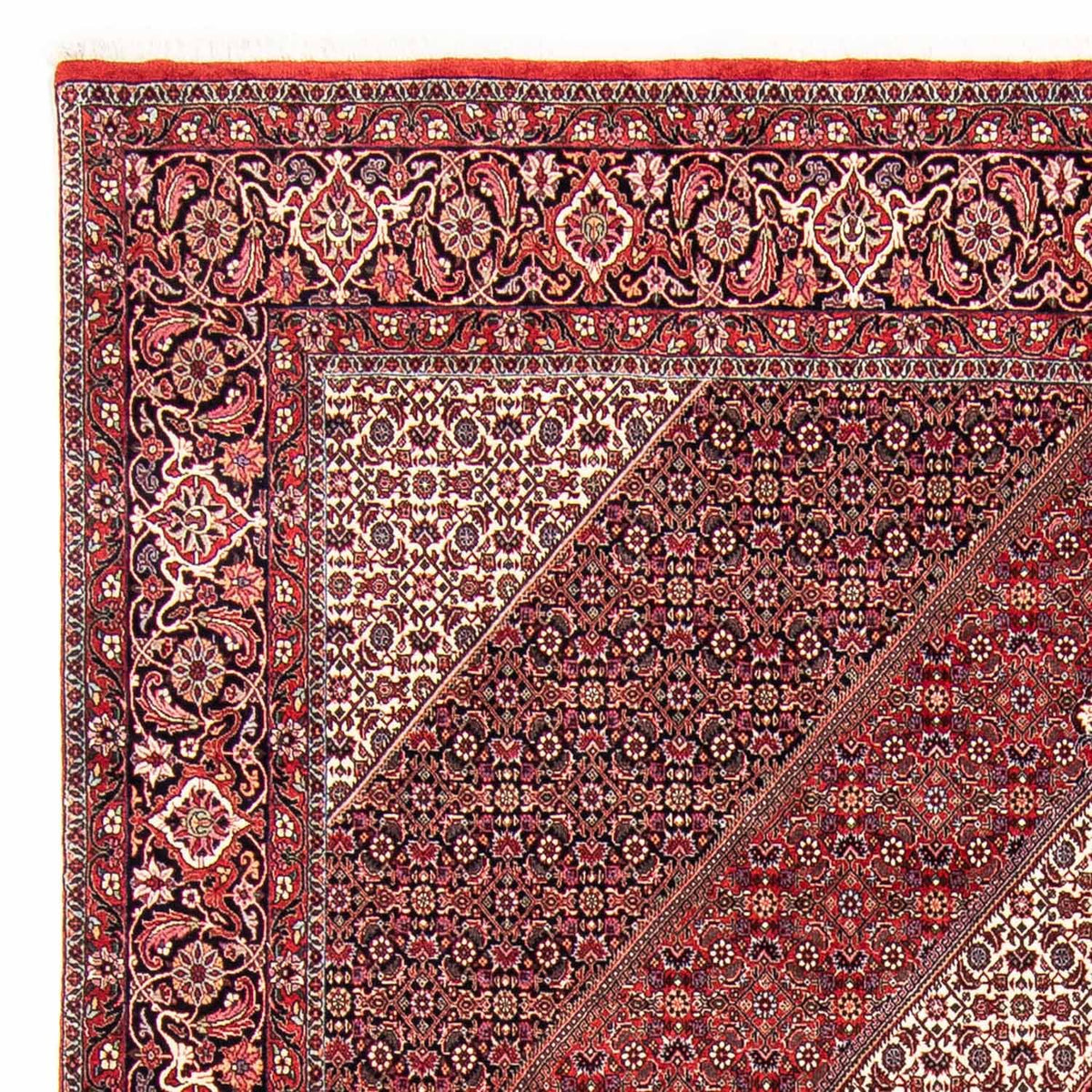 Alfombra persa - Bidjar - 304 x 250 cm - rojo oscuro