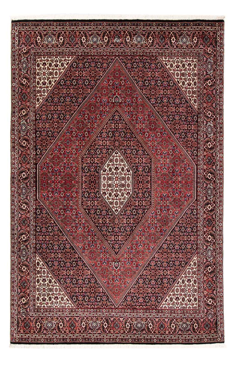 Alfombra persa - Bidjar - 246 x 167 cm - rojo oscuro