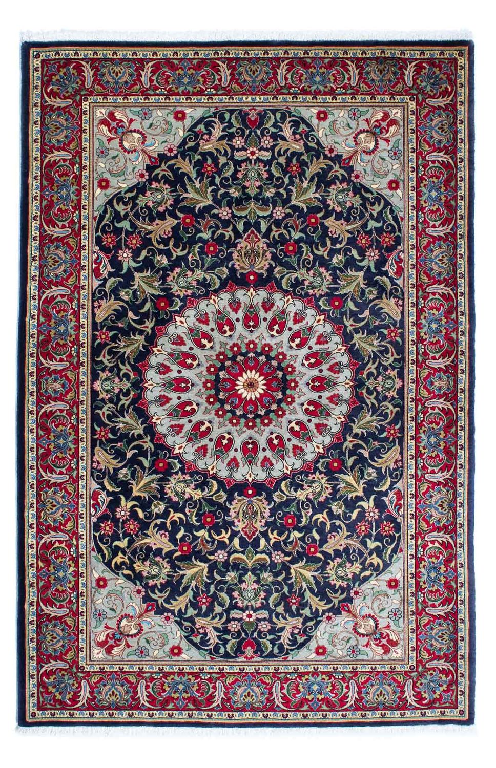 Alfombra persa - Ghom - 204 x 135 cm - azul oscuro