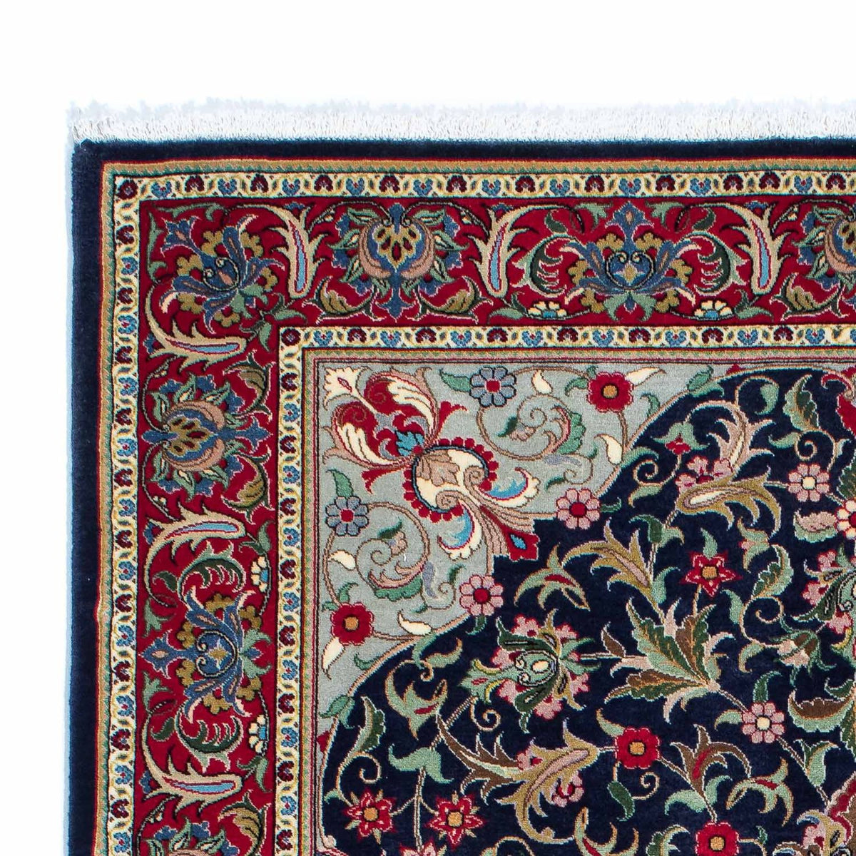 Alfombra persa - Ghom - 204 x 135 cm - azul oscuro
