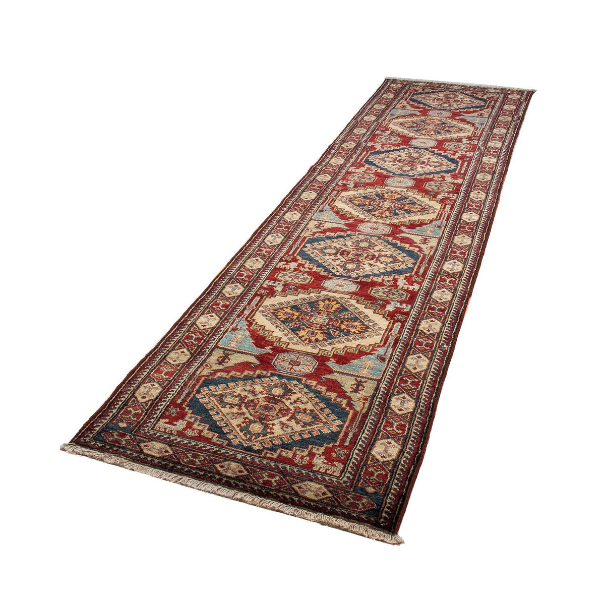Alfombra de pasillo Alfombra Ziegler - Kazak - 302 x 77 cm - rojo oscuro