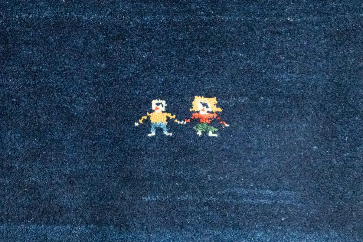 Alfombra de pasillo Alfombra Gabbeh - Persa - 293 x 111 cm - azul oscuro