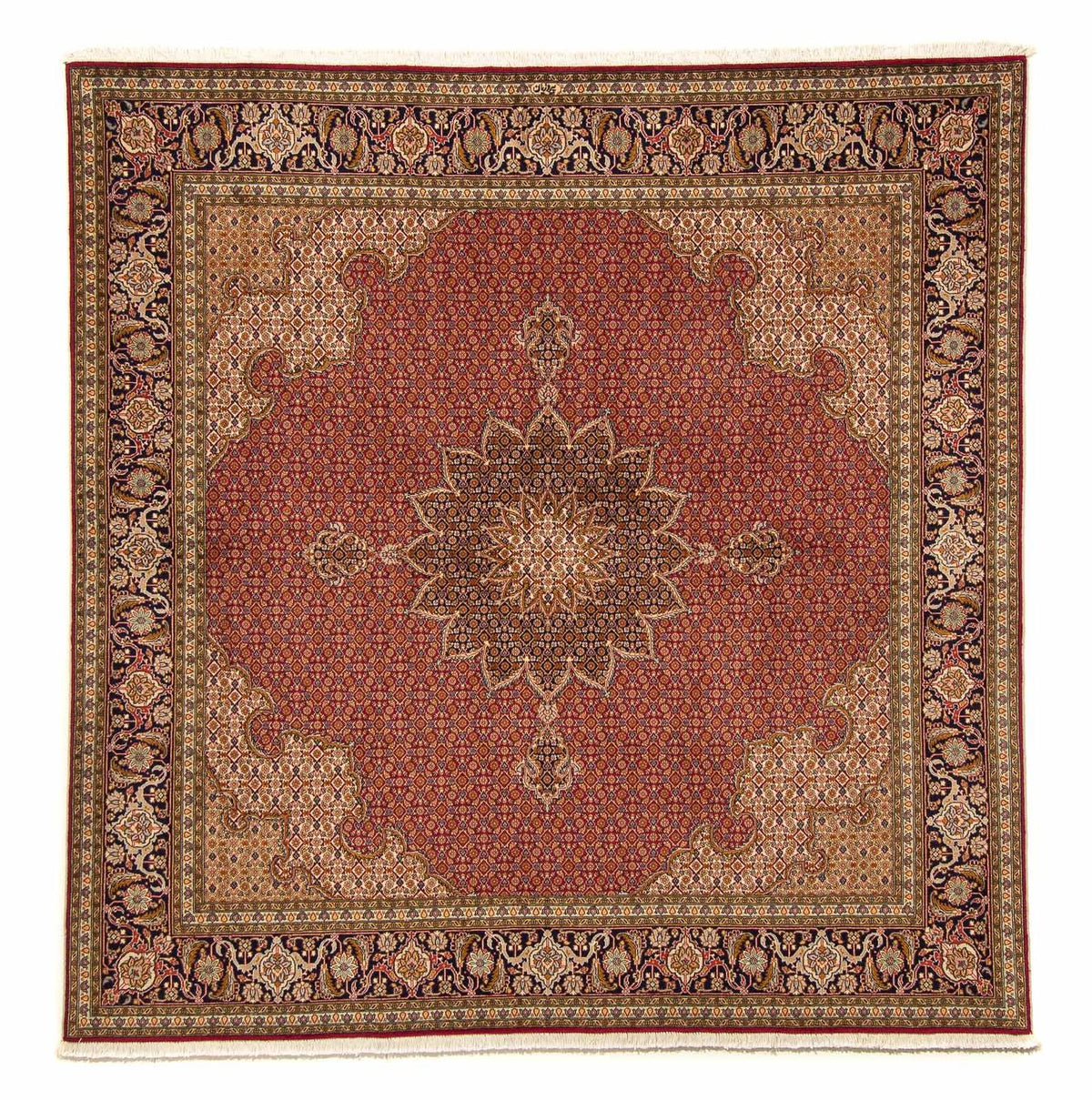 Alfombra persa - Tabriz cuadrado - 204 x 201 cm - rojo oscuro