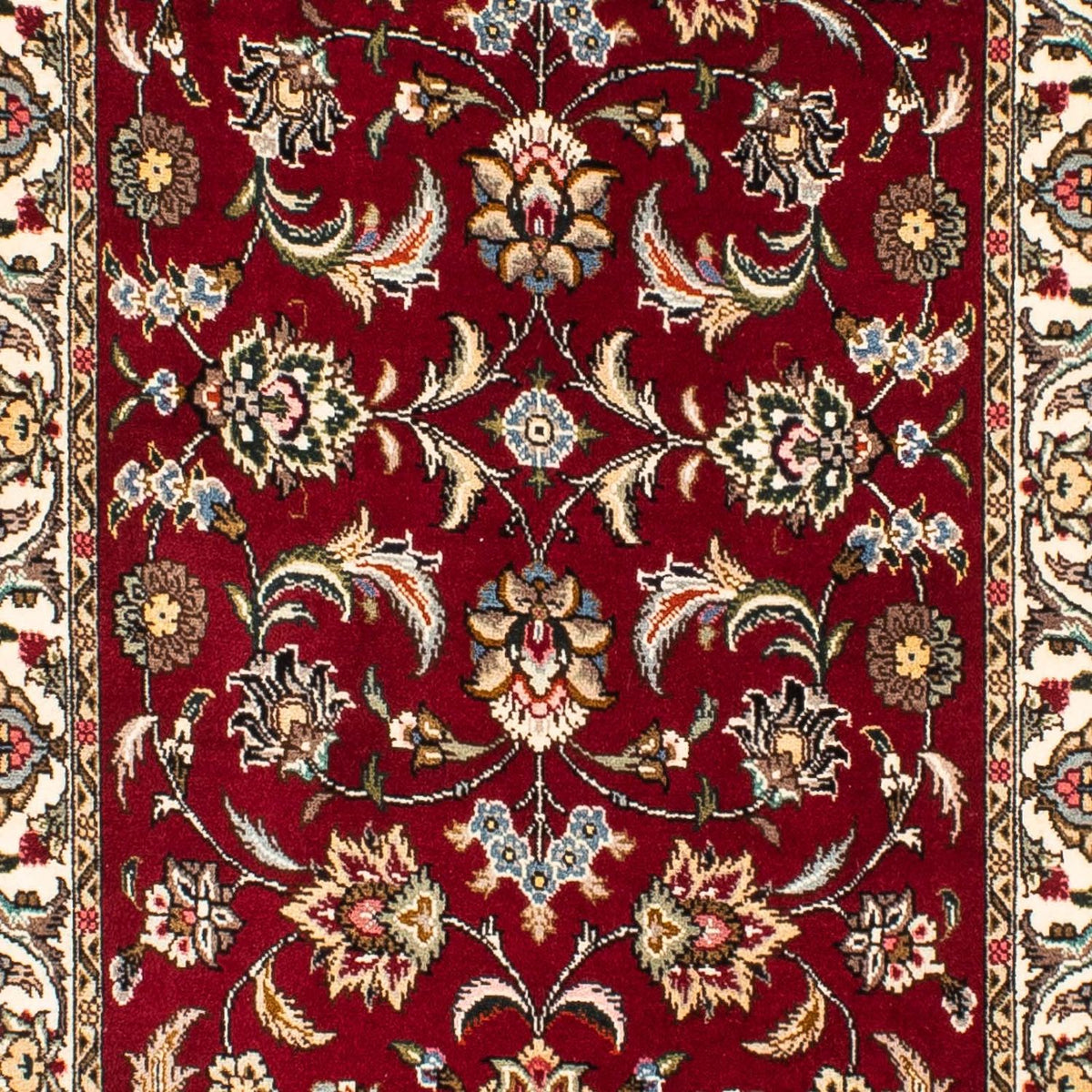 Alfombra de pasillo Alfombra Persa - Tabriz - Real - 316 x 75 cm - rojo oscuro