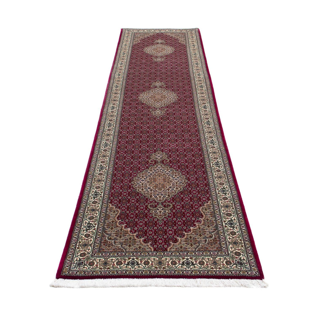 Alfombra de pasillo Alfombra persa - Tabriz - 344 x 80 cm - rojo oscuro