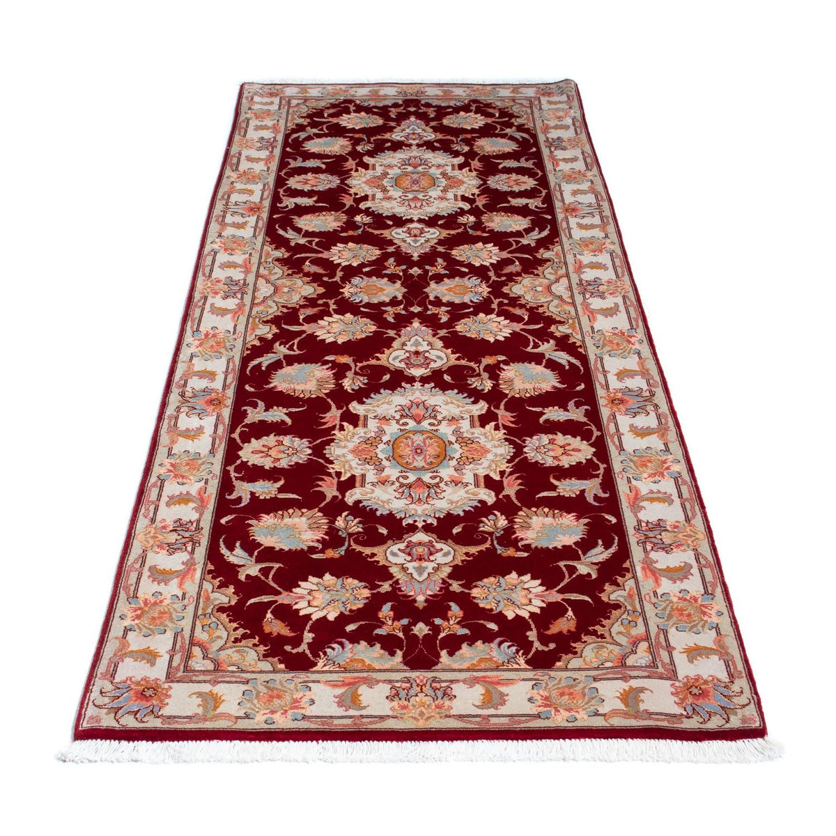 Alfombra de pasillo Alfombra Persa - Tabriz - Real - 208 x 80 cm - rojo oscuro