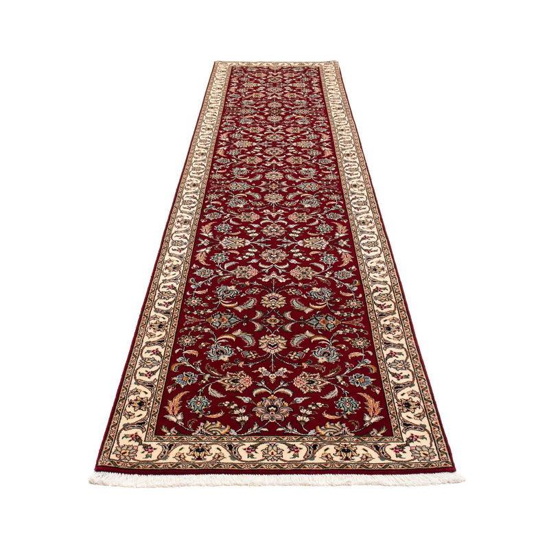 Alfombra de pasillo Alfombra Persa - Tabriz - Real - 390 x 87 cm - rojo oscuro