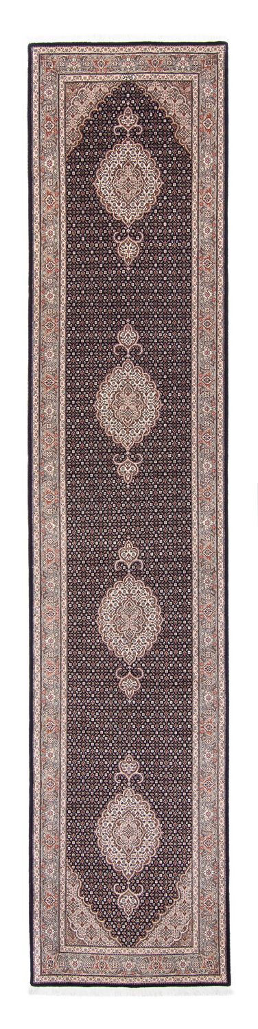 Alfombra de pasillo Alfombra Persa - Tabriz - Real - 391 x 82 cm - azul oscuro