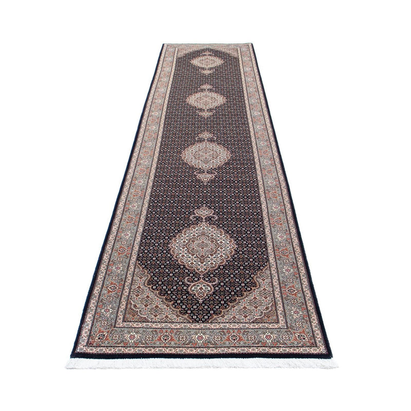 Alfombra de pasillo Alfombra Persa - Tabriz - Real - 391 x 82 cm - azul oscuro