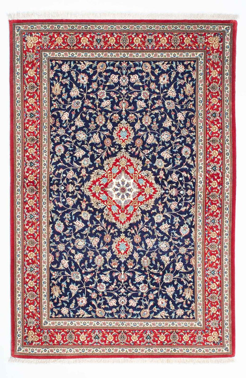 Alfombra persa - Ghom - 200 x 130 cm - azul oscuro