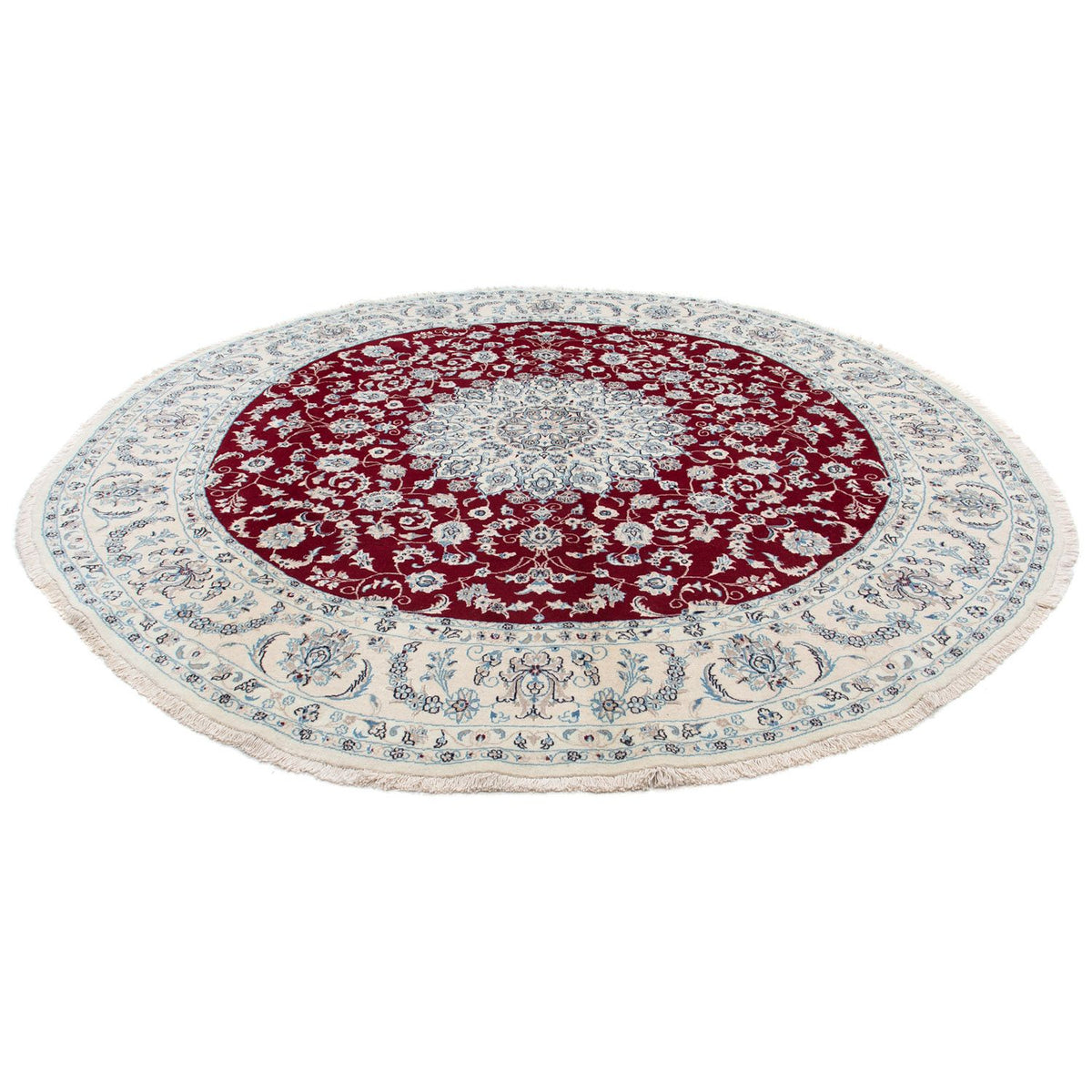 Alfombra persa - Nain redondo  - 295 x 295 cm - rojo oscuro