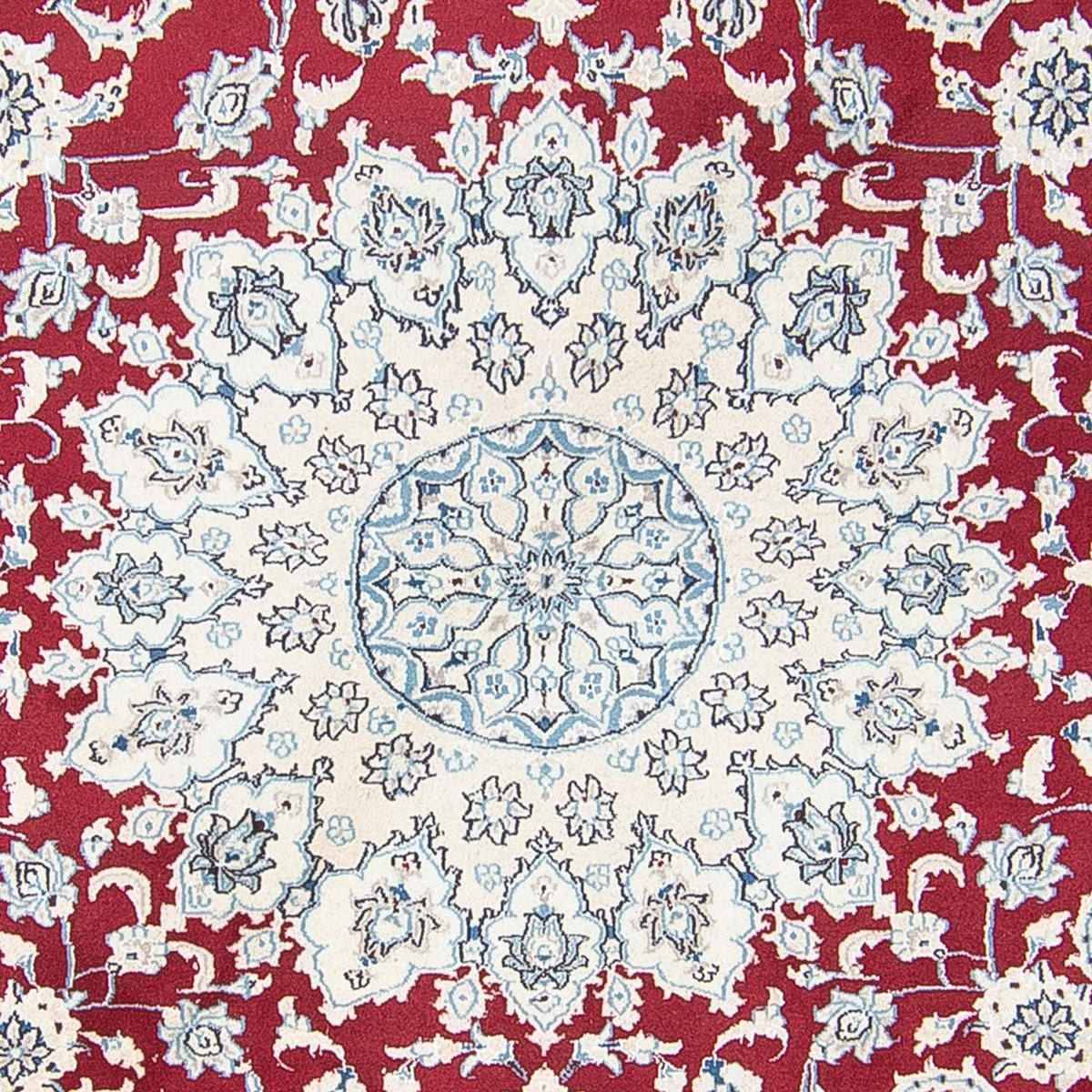 Alfombra persa - Nain redondo - 300 x 300 cm - rojo oscuro