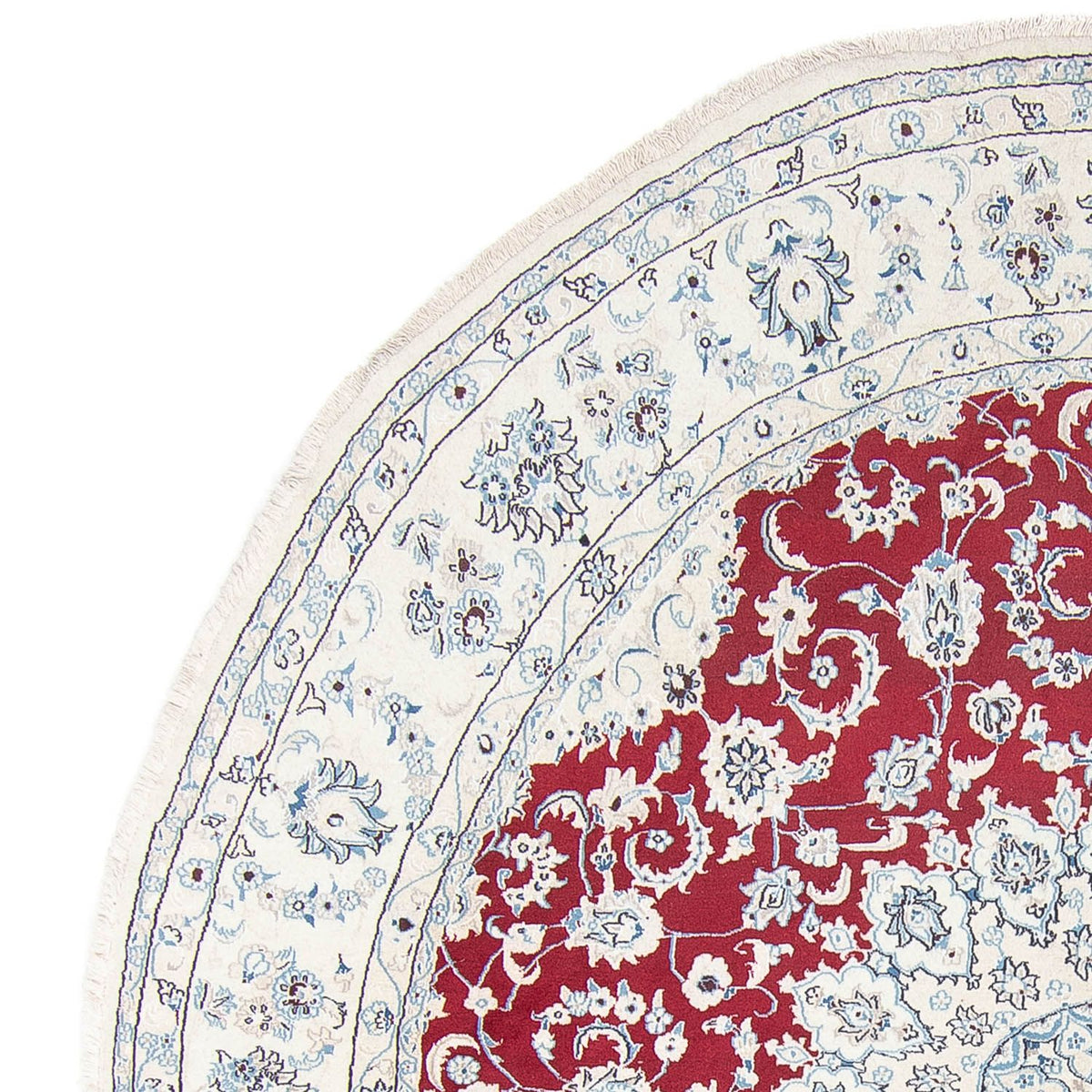 Alfombra persa - Nain redondo - 300 x 300 cm - rojo oscuro
