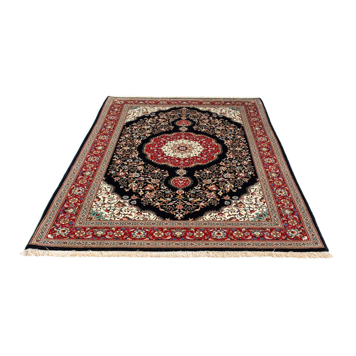 Alfombra persa - Ghom - 210 x 140 cm - azul oscuro