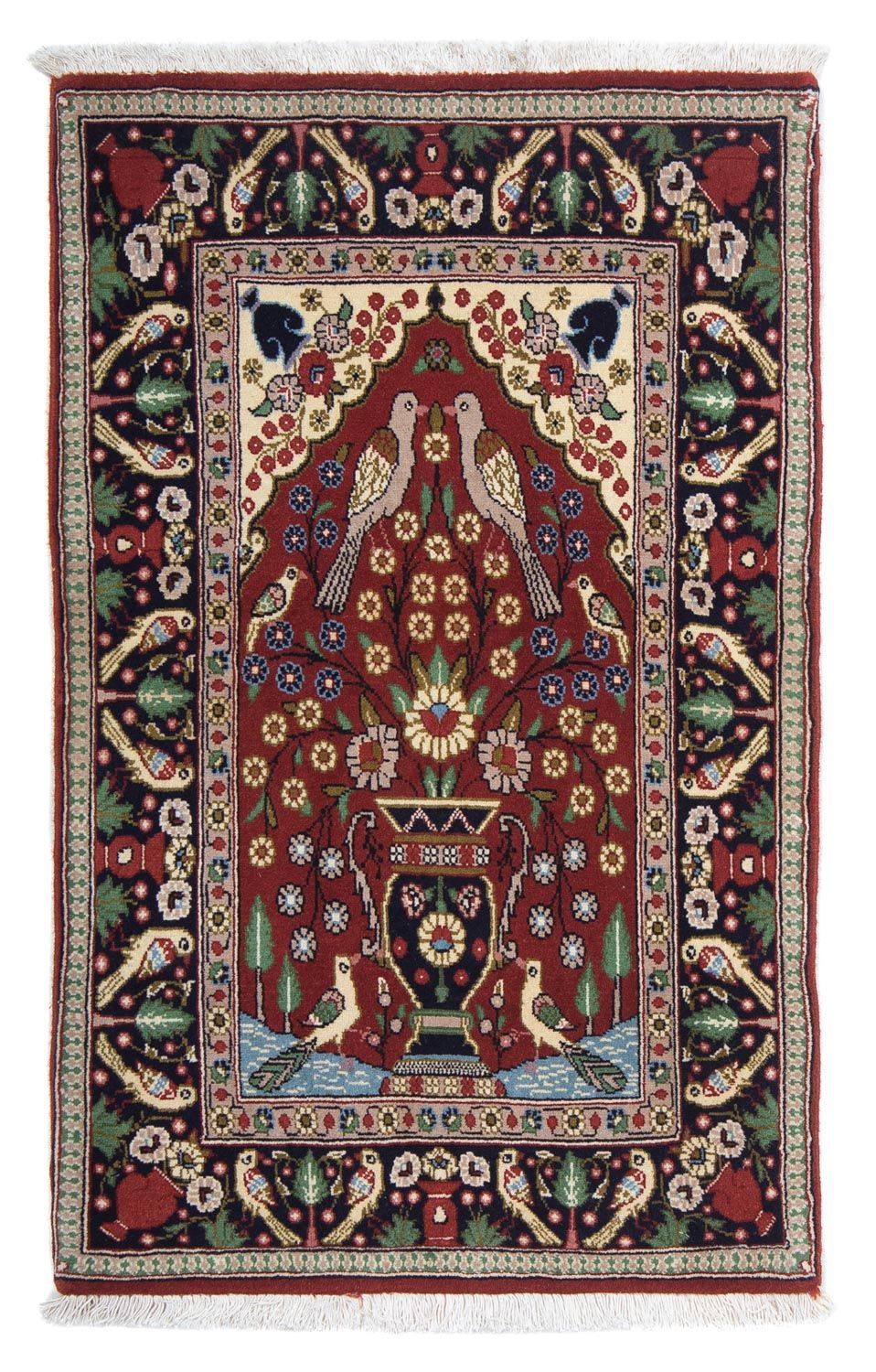 Alfombra persa - Ghom - 105 x 63 cm - rojo oscuro