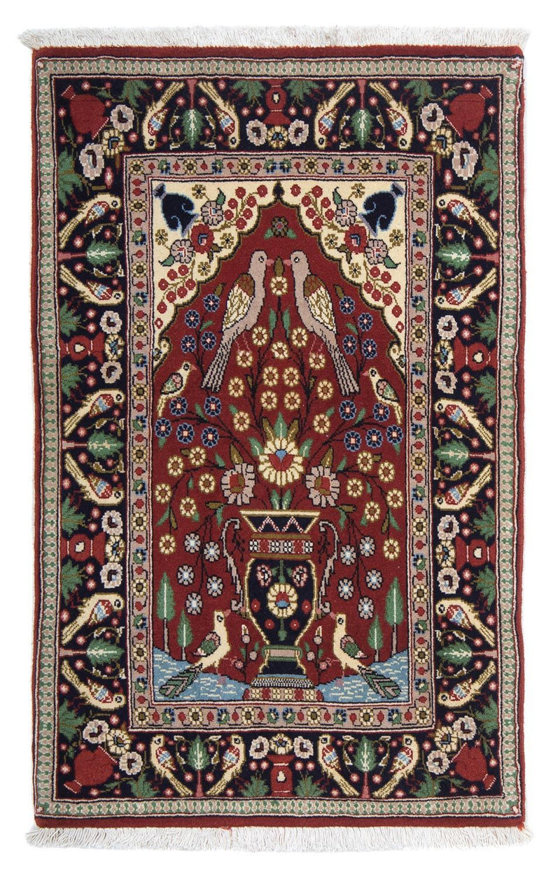 Alfombra persa - Ghom - 105 x 63 cm - rojo oscuro