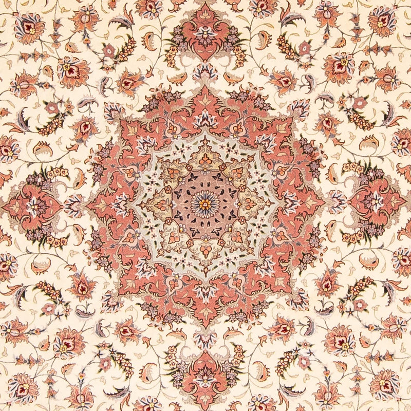 Alfombra Persa - Tabriz - Real redondo  - 250 x 250 cm - beige