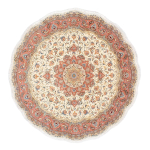 Alfombra Persa - Tabriz - Real redondo  - 194 x 194 cm - beige