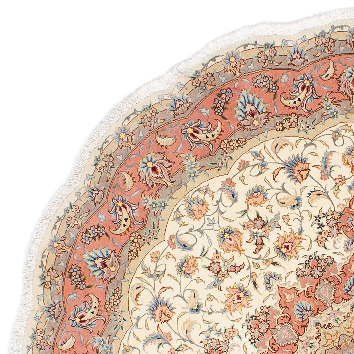 Alfombra Persa - Tabriz - Real redondo  - 194 x 194 cm - beige