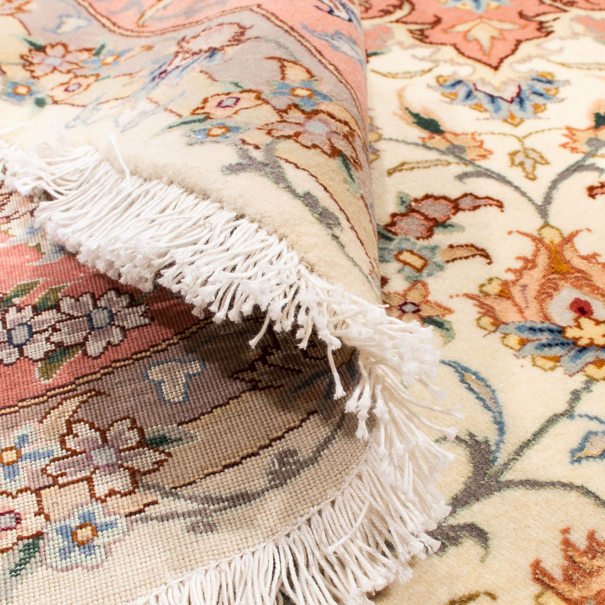 Alfombra Persa - Tabriz - Real redondo  - 194 x 194 cm - beige