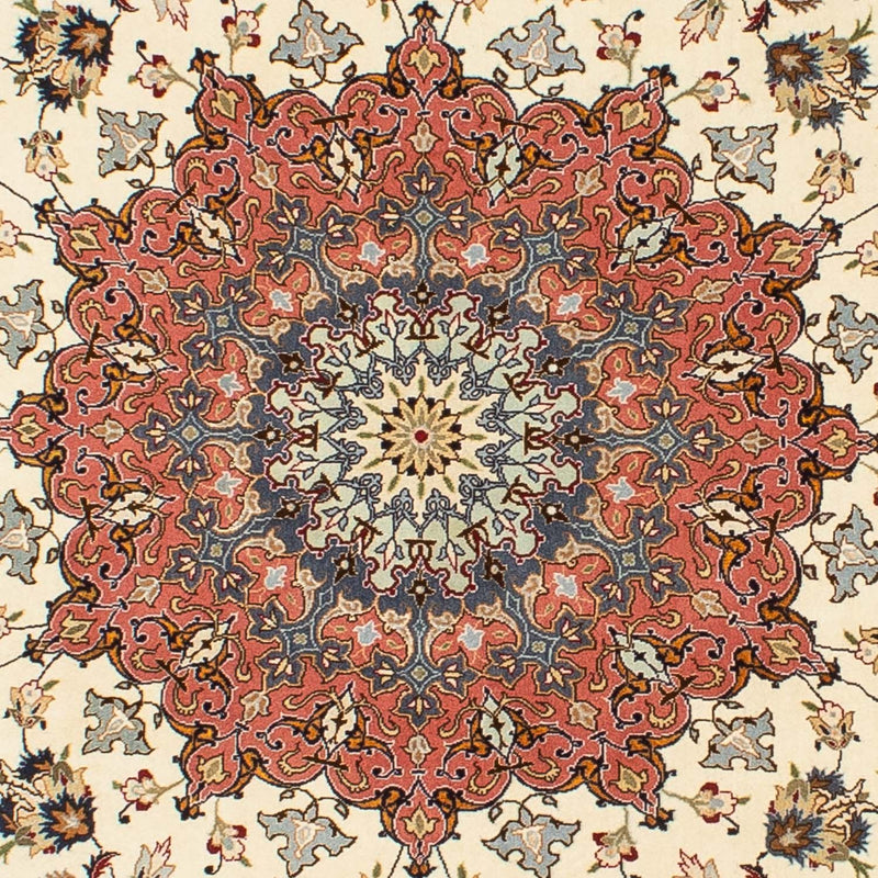 Alfombra Persa - Tabriz - Real redondo  - 242 x 242 cm - beige