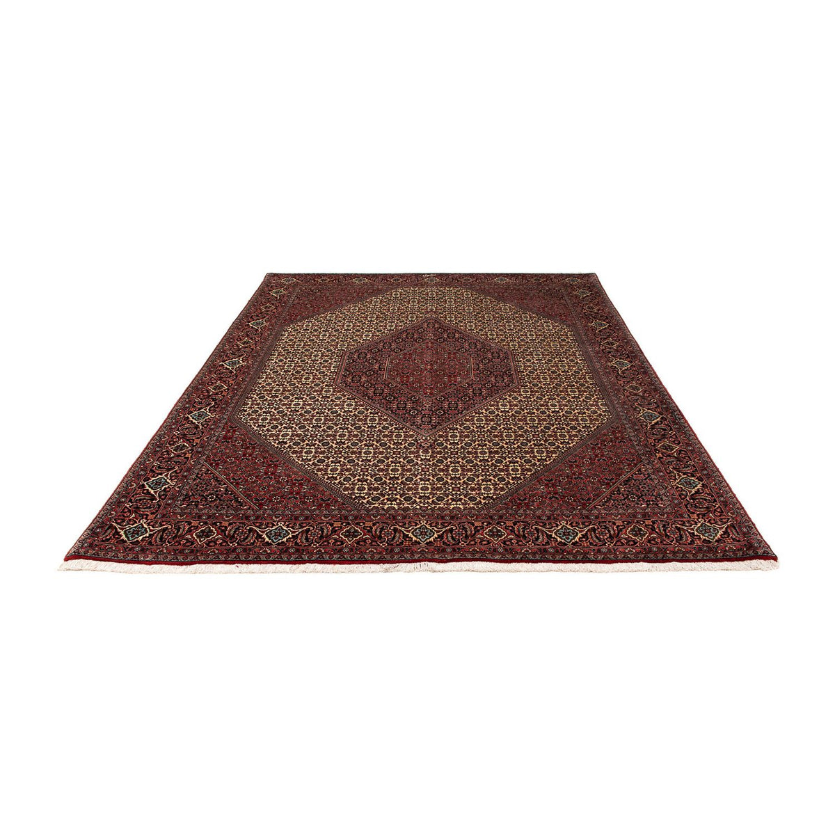 Alfombra persa - Bidjar - 254 x 203 cm - rojo oscuro