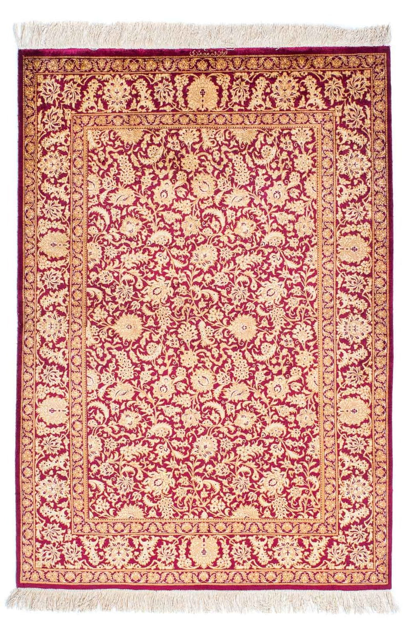 Alfombra persa - Ghom - 146 x 100 cm - rojo oscuro