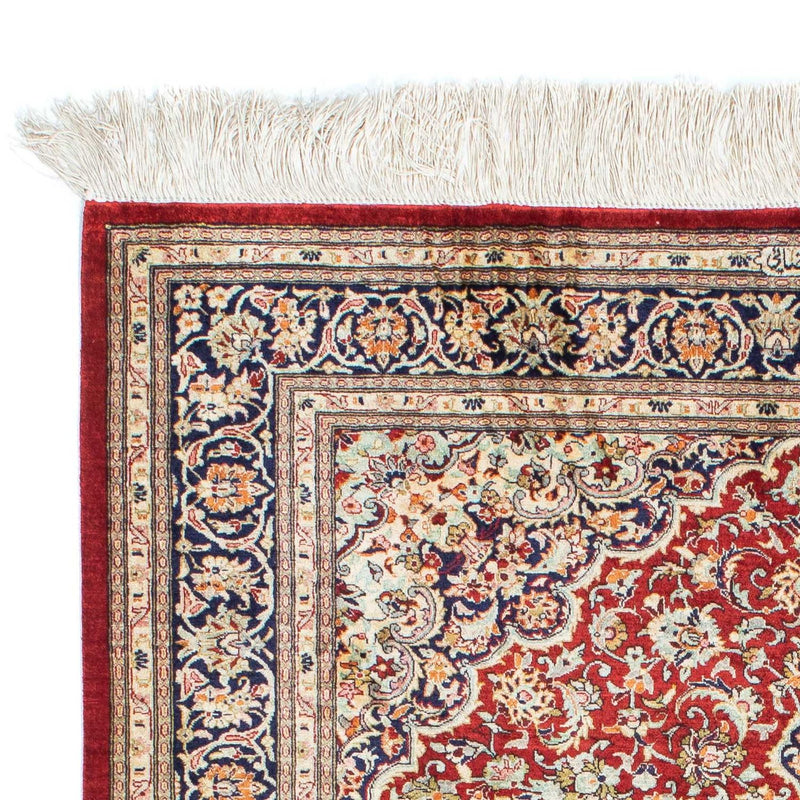 Alfombra persa - Ghom - 150 x 100 cm - rojo oscuro