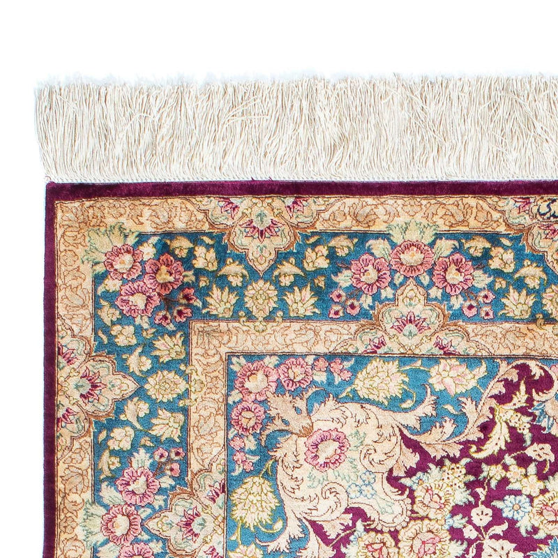 Alfombra persa - Ghom - 148 x 99 cm - rojo oscuro