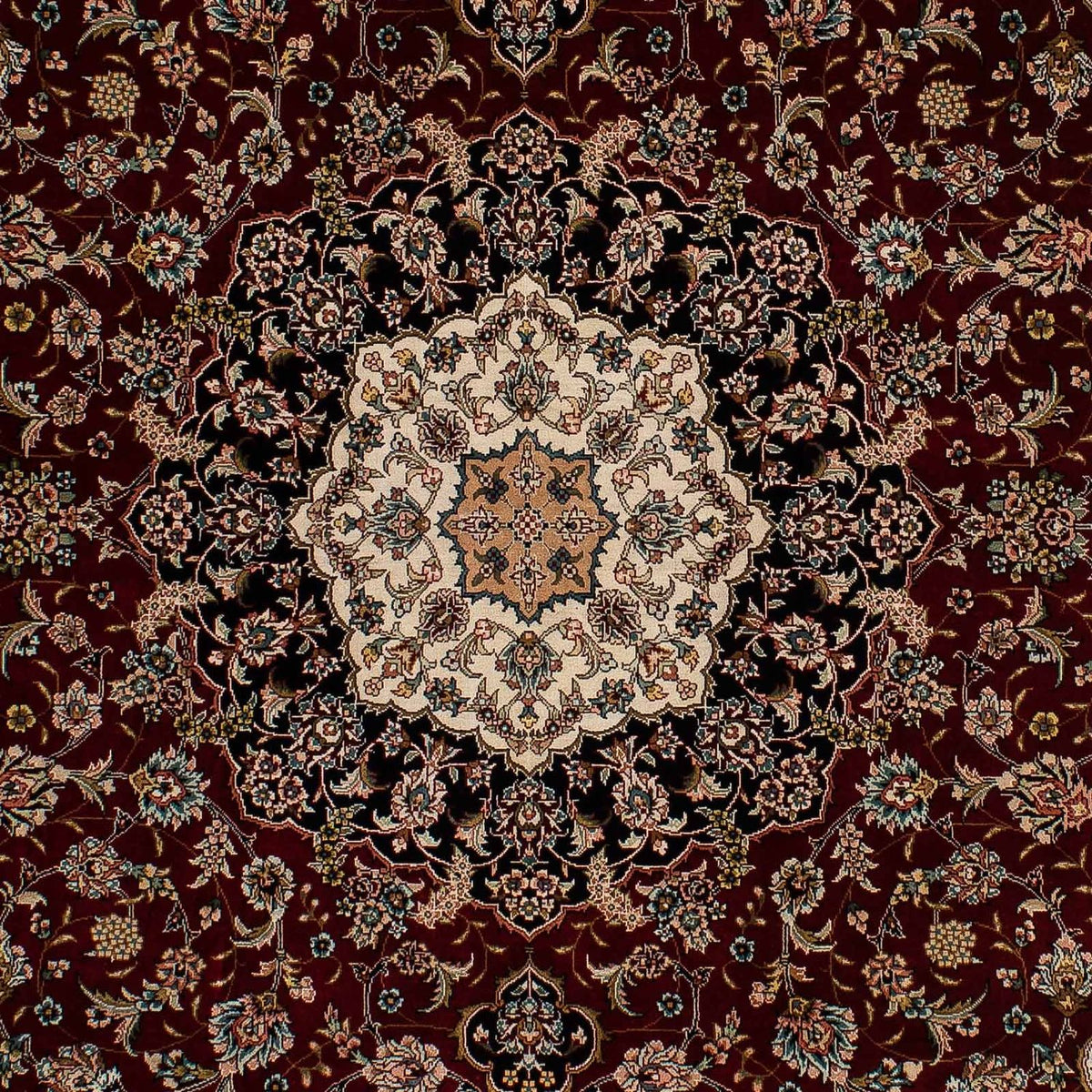 Alfombra persa - Ghom - 197 x 133 cm - rojo oscuro