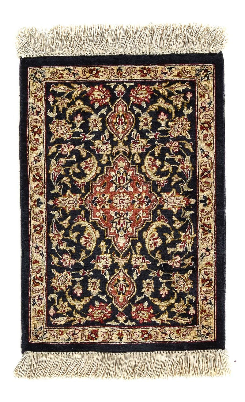 Alfombra de seda - Ghom Seda - Prima - 42 x 28 cm - azul oscuro