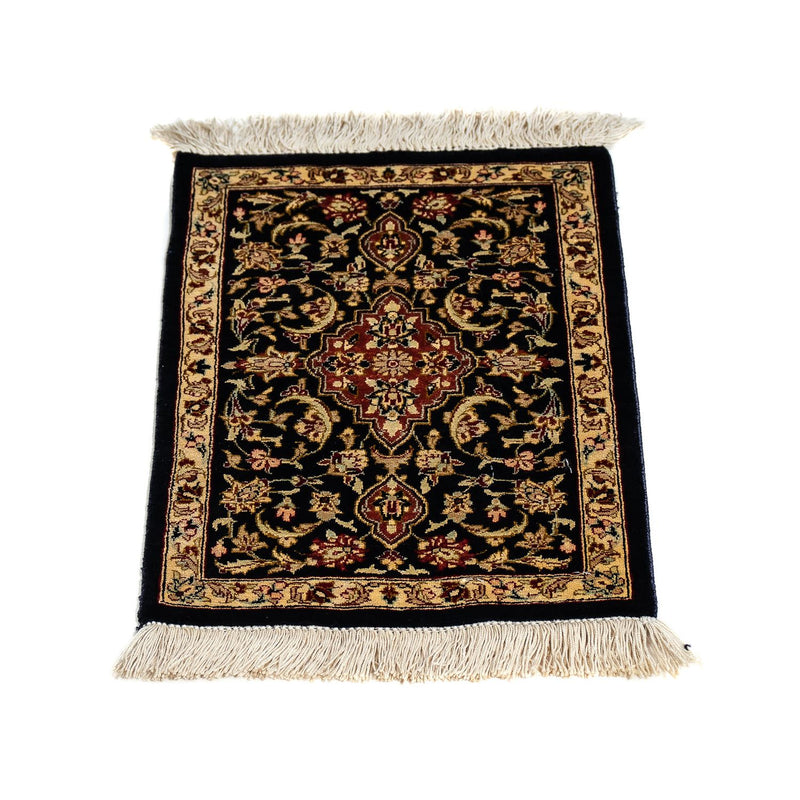 Alfombra de seda - Ghom Seda - Prima - 42 x 28 cm - azul oscuro