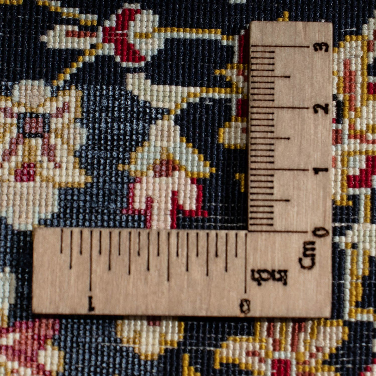 Alfombra de seda - Ghom Seda - Prima - 42 x 28 cm - azul oscuro