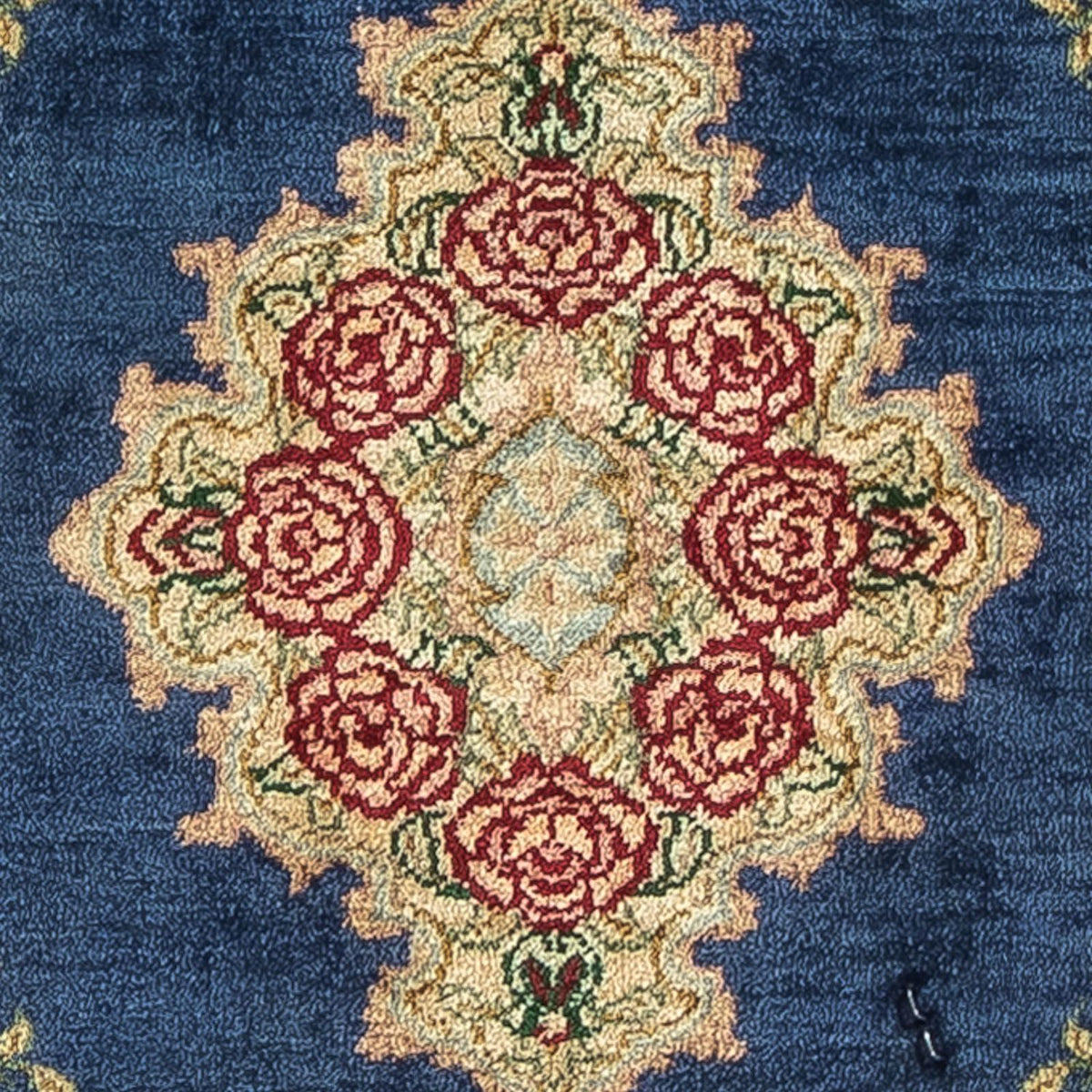 Alfombra de seda - Ghom Seda - Prima - 39 x 28 cm - azul oscuro