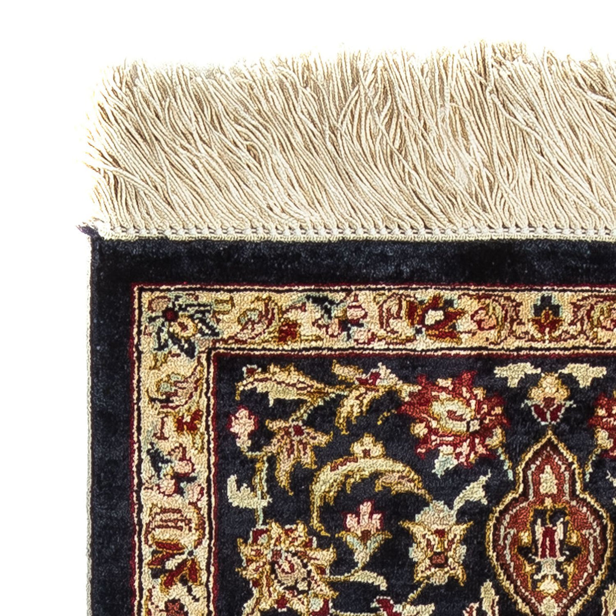 Alfombra de seda - Ghom Seda - Prima - 41 x 28 cm - azul oscuro