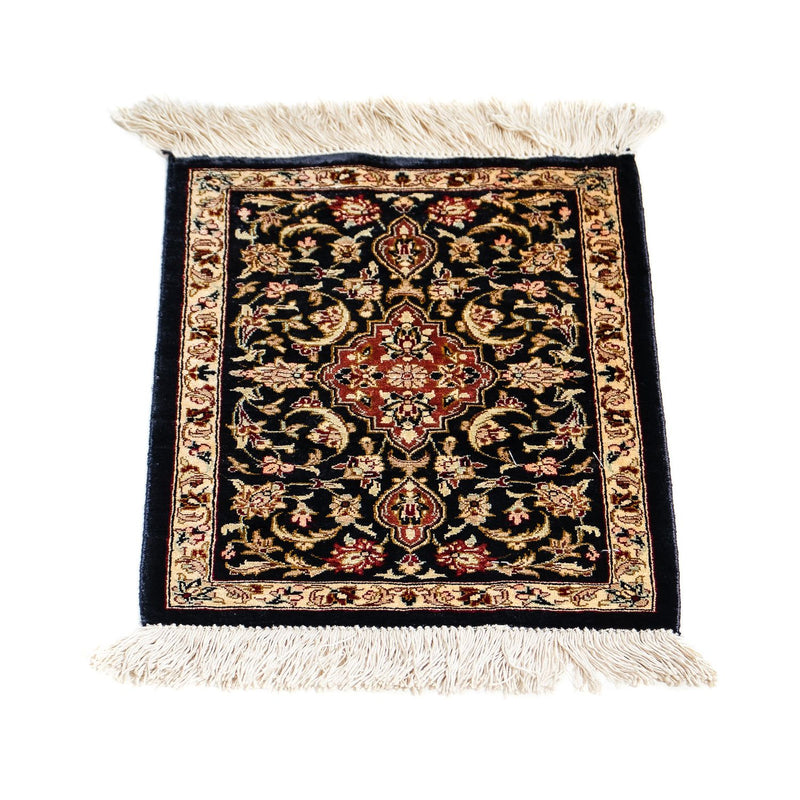 Alfombra de seda - Ghom Seda - Prima - 41 x 28 cm - azul oscuro
