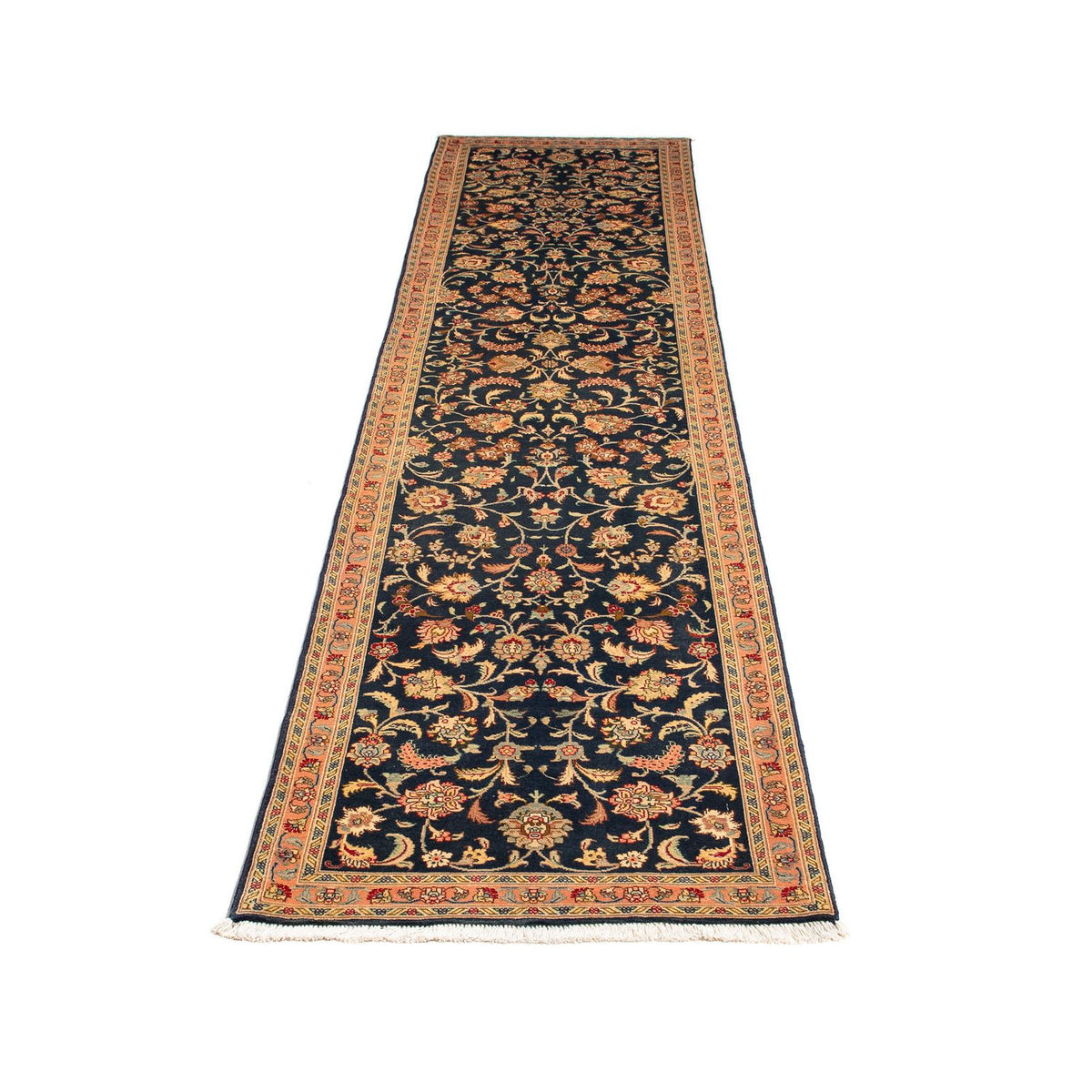 Alfombra de pasillo Alfombra Persa - Tabriz - Real - 300 x 66 cm - azul oscuro