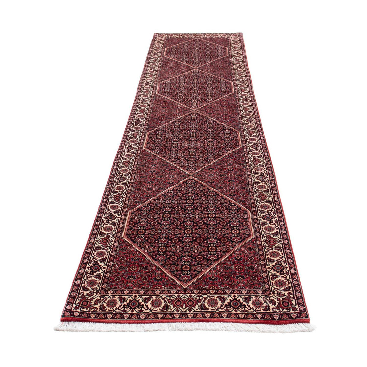 Alfombra de pasillo Alfombra persa - Bidjar - 350 x 83 cm - rojo oscuro