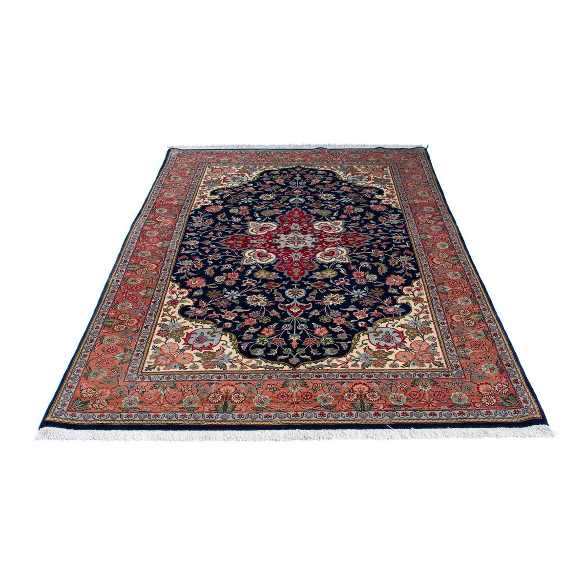 Alfombra persa - Ghom - 215 x 139 cm - azul oscuro