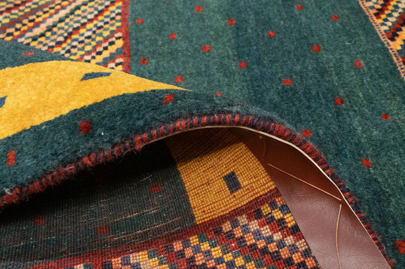 Alfombra Gabbeh - Loribaft Persa - 143 x 102 cm - verde
