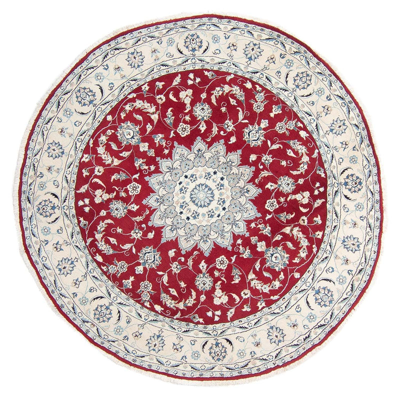 Alfombra persa - Nain redondo  - 250 x 250 cm - rojo oscuro