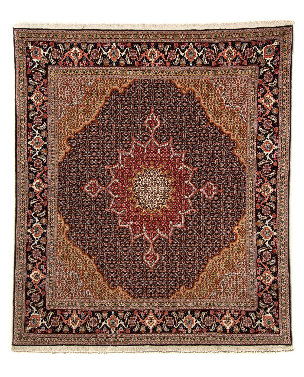Alfombra Persa - Tabriz - Real cuadrado - 219 x 200 cm - azul oscuro