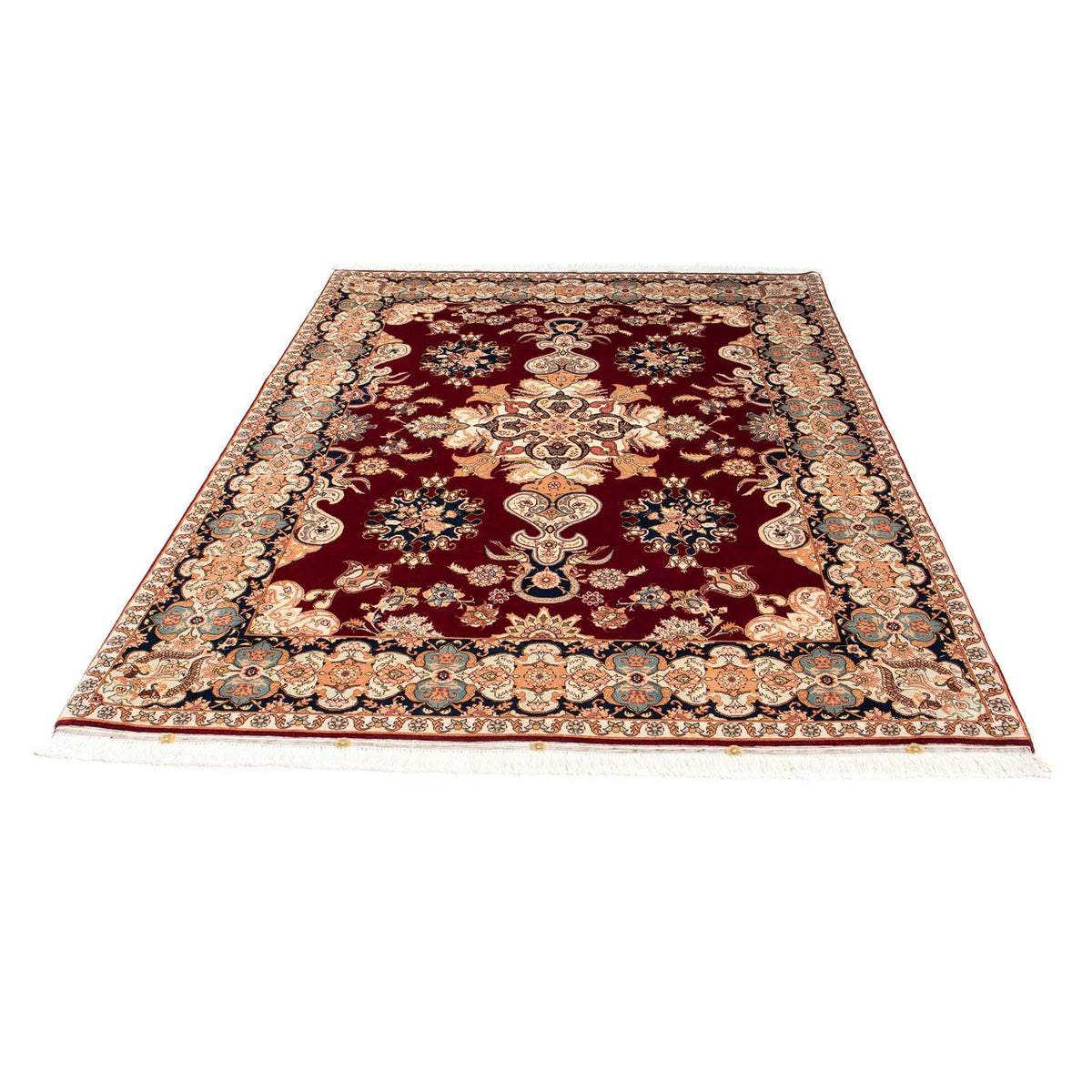 Alfombra Persa - Tabriz - Real - 202 x 152 cm - rojo oscuro