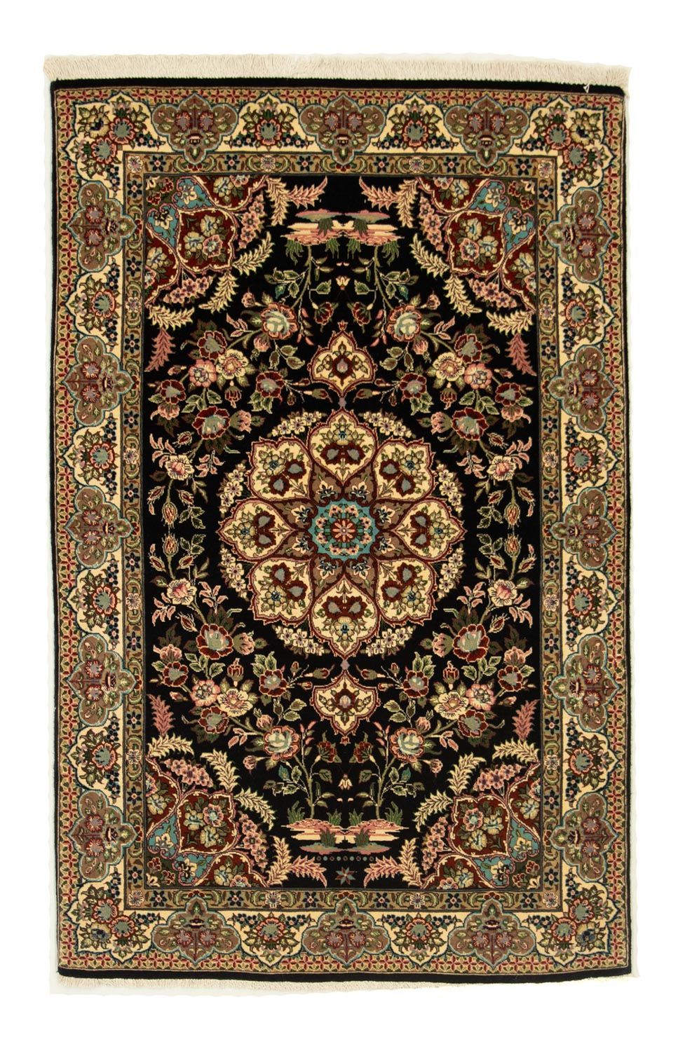 Alfombra persa - Ghom - 166 x 105 cm - negro